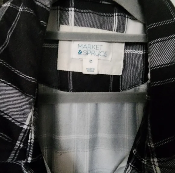 Plaid Button Down Flannel Knit Shirt 2X - Picture 4 of 5
